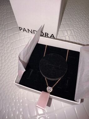 Pandora Sparkling Heart Rose Gold-Plated Pendant Necklace